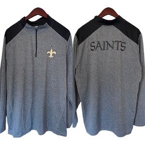 NFL Saints Men’s 1/4 Zip Longsleeve Knit Pullover Gray Size XL